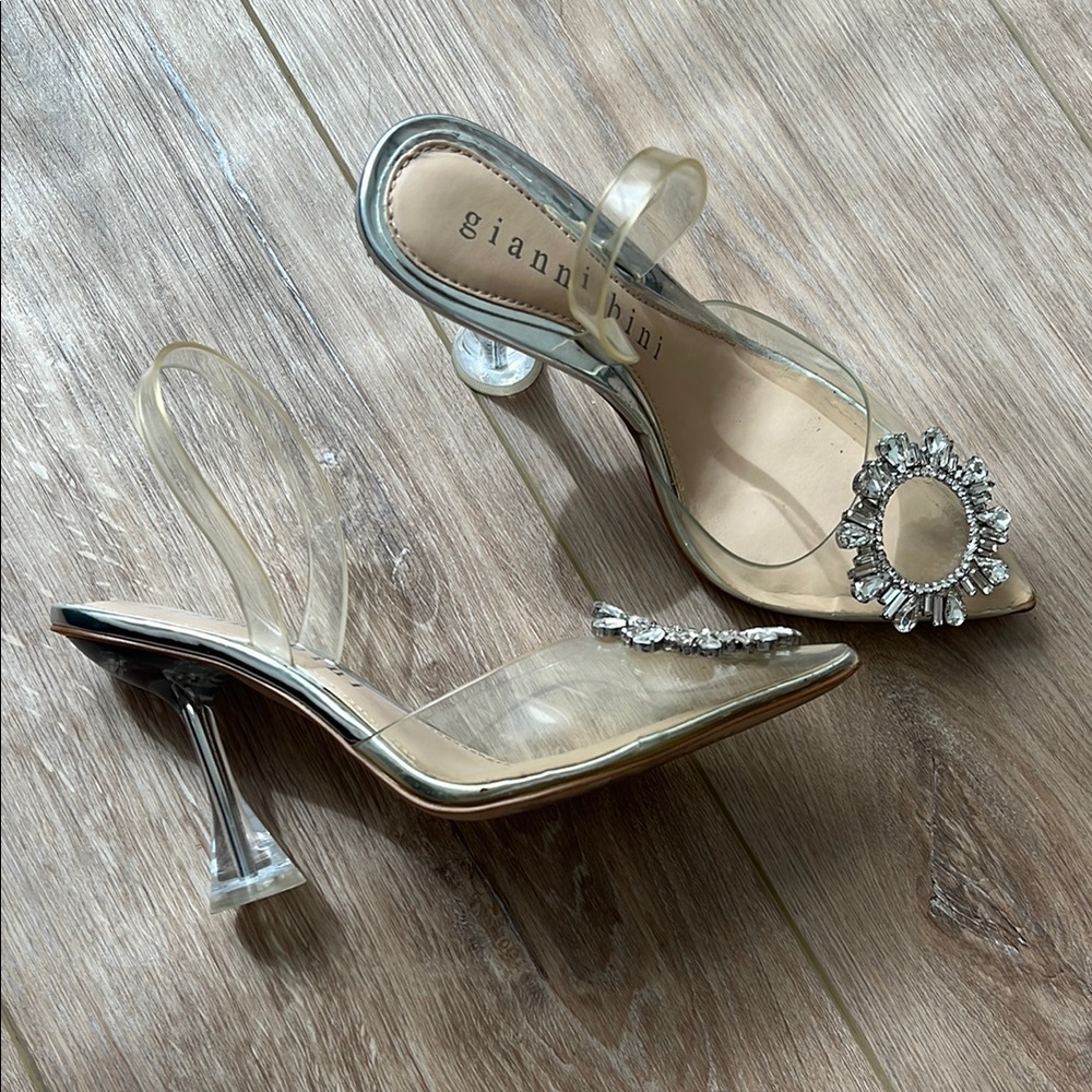 Gianni Bini Women's Clear Heels with Silver Accents